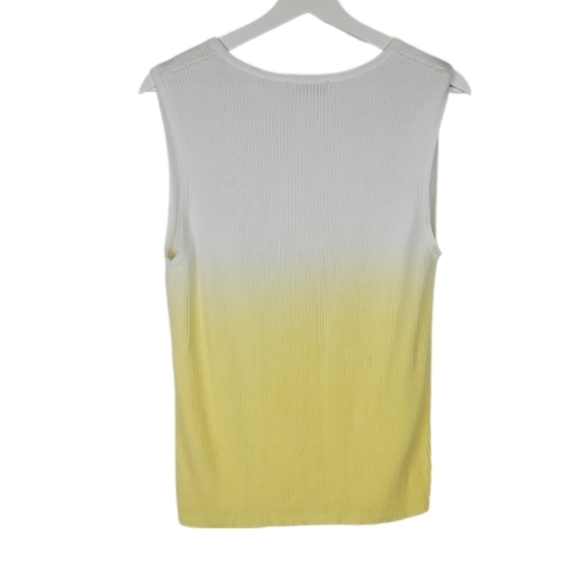 Tahari Ombre Ribbed Top, White, Sunny Yellow, XL - Picture 3 of 4